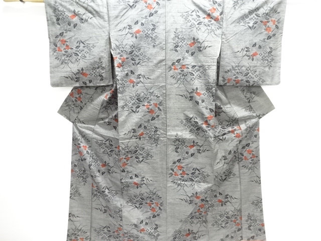 JAPANESE KIMONO / TSUMUGI / WOVEN FLORAL PLANTS